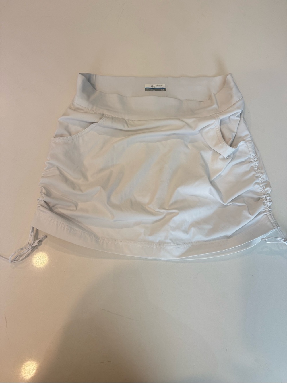 White Columbia Athletic Mini Skirt with Side Ruching